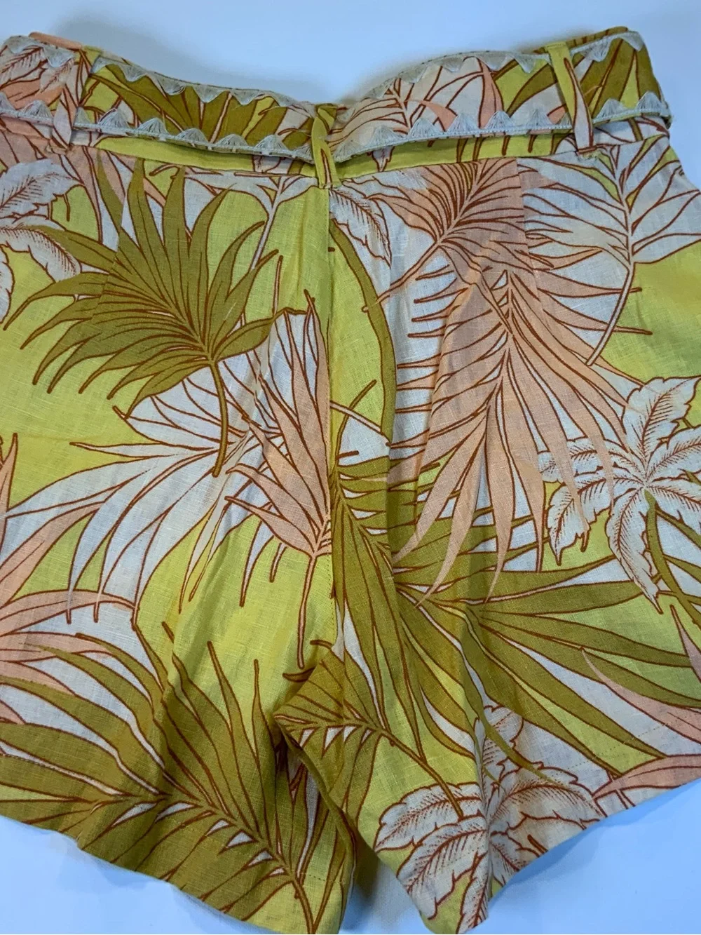 Tahari Peach and Olive Tropical Print Women's Shorts